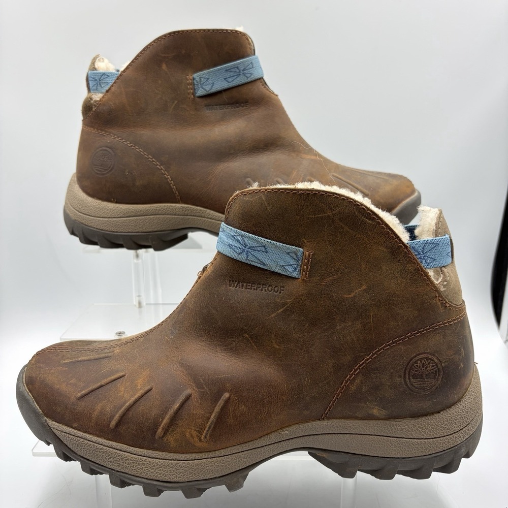 Timberland Glancy Waterproof Ankle Boots Booties‎ Shoes Womens Size 7 Brown Warm